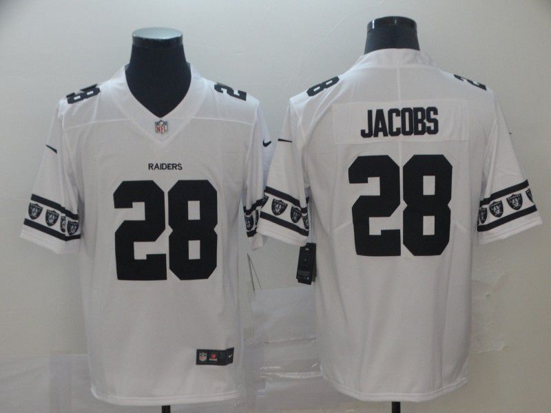 Men Oakland Raiders 28 Jacobs White team logo cool edition NFL Jerseys